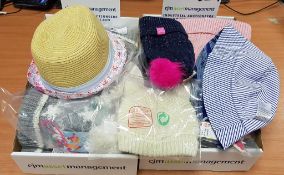 2 x Boxes to include a variety of Children's Hats, ranging from 0-6mths, 8-12yrs, approx 38 Hats,