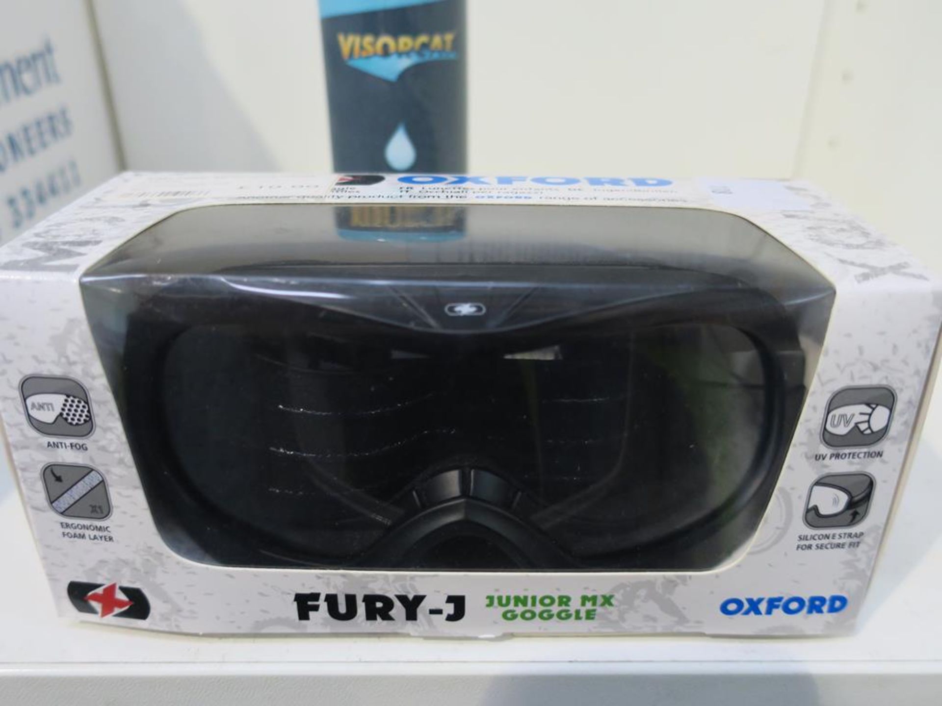 * Box containing three Oxford Fury-J Junior MX Goggles (RRP £19.99 each) Two Visorcat Glove - Image 3 of 4