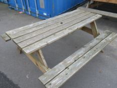 * 5 x Wooden Picnic Benches. Please Note: There is a £5 plus VAT lift out fee on this lot