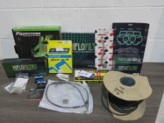 * A box containing Motorcycle Air Filters, D.I.D 520 Roller Chain, Kawasaki Clutch Lever etc