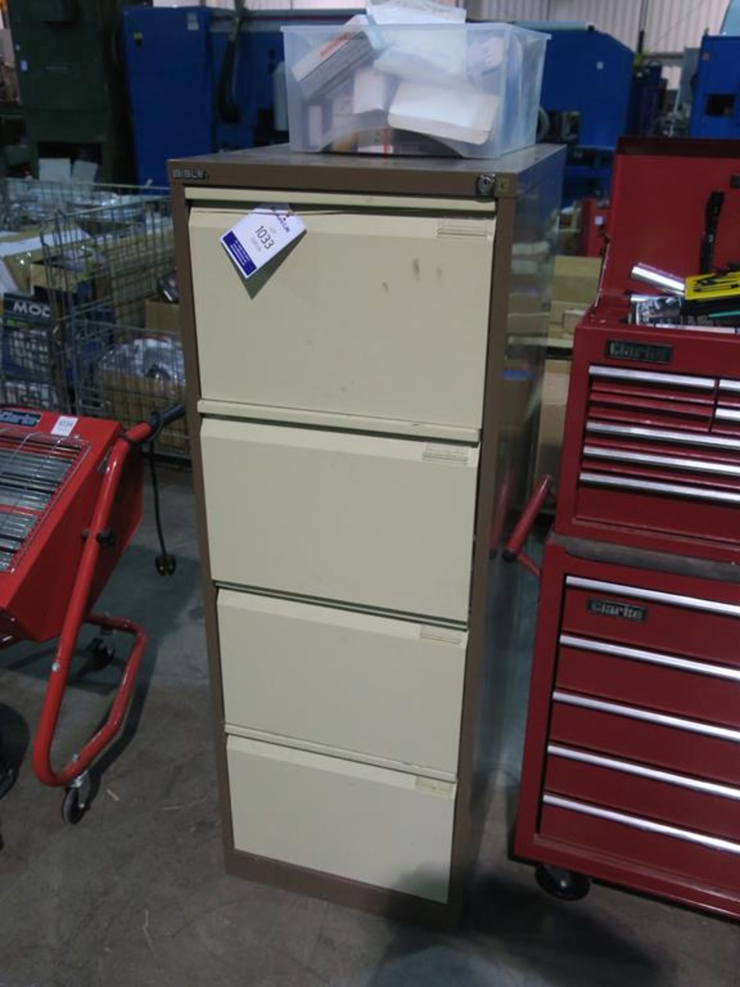 * A Metal 4 Drawer Filing Cabinet and Contents etc