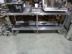 * A 2 x Tier Stainless Steel Preparation Table with Splashback and Tin Opener
