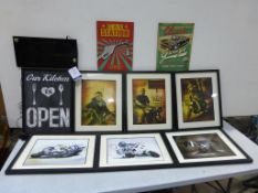 * A lot to include: Six Framed Motoring Themed Prints (Frame Size H43cm, W53cm), ''Open''