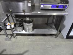 * A Stainless Steel 2 Tier Preparation Table (No Splash Back), together with Cooking Pots