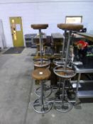 * 7 x Leather Topped Stools with Bicycle Chain and Pedal Details