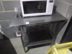 * A Small 2 Tier Stainless Steel Preparation Table with Splash Back