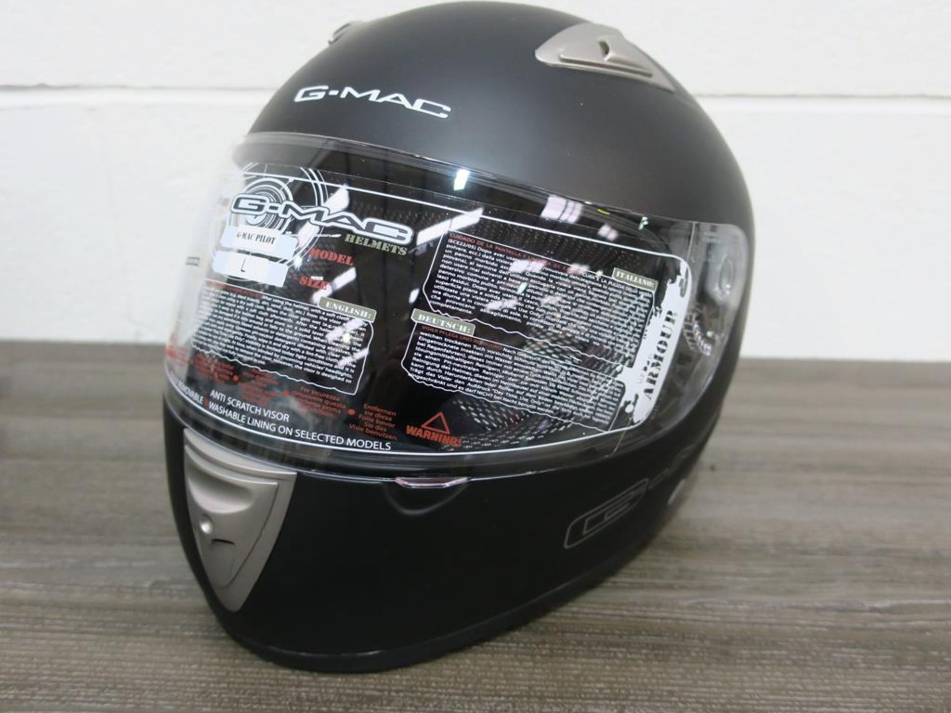 * A G-Mac Pilot Satin Black 108136 Helmet size L (RRP £36.99) - Image 3 of 3