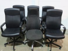 * 6 x Operators Office Chairs (5 x Black Faux Leather)