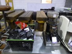 * An Iberital Coffee Grinder with Waste Drawer, Together with A Tray of Cups, Coffee and Tea etc