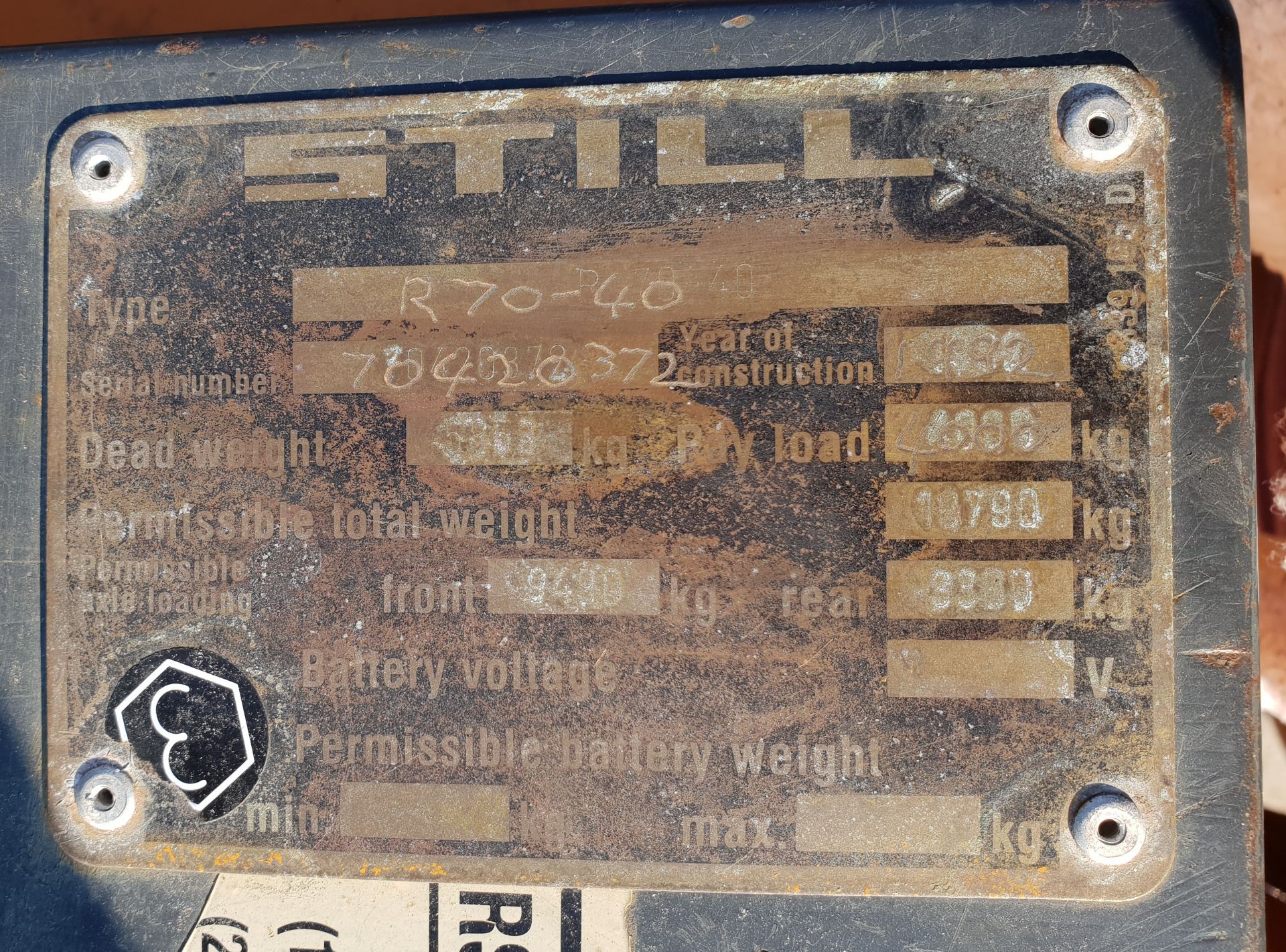 * Still Model R70-40 Diesel Forklift Truck with duplex mast and side shift, YOM 1992. We - Image 5 of 5