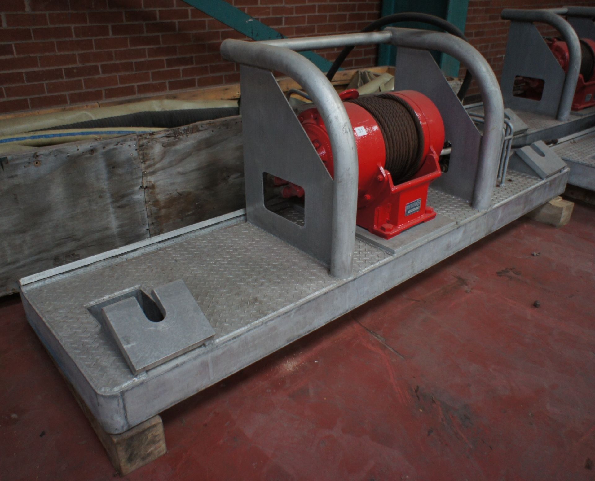 * Gearmatic 22SCR Marine Specification hydraulic winch, mounted on Galvanised Frame, unused.