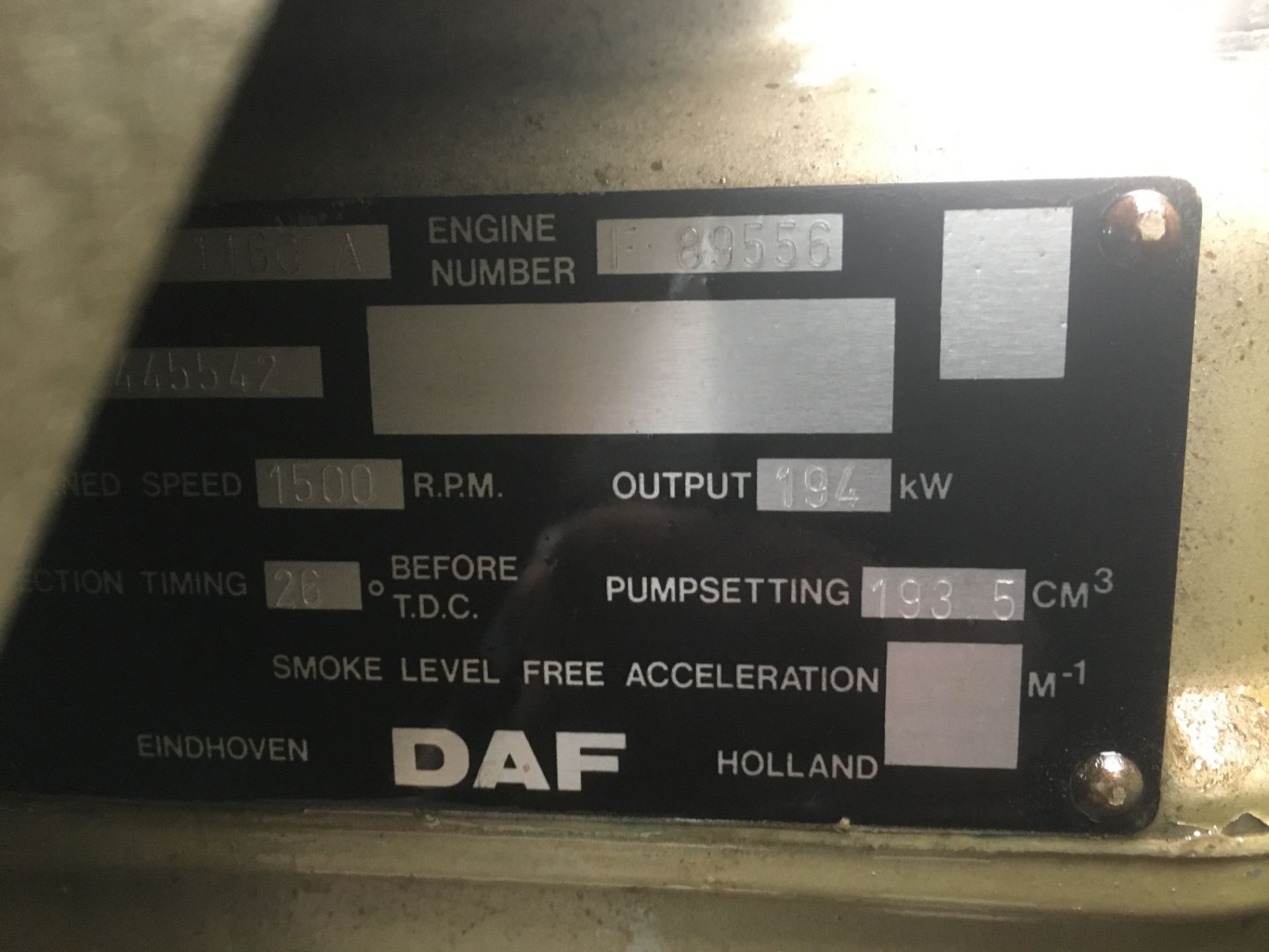 * DAF 210KVA Skid Mounted Diesel Generator. A 210KVA (168kW) Skid Mounted Diesel Standby Generator - Image 5 of 5