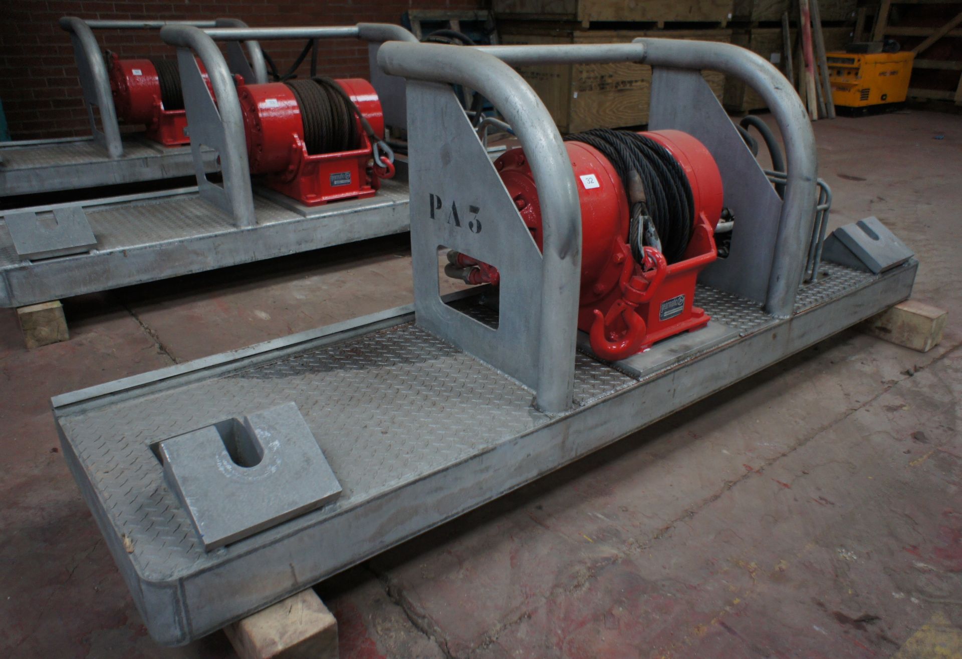 * Gearmatic 22SCR Marine Specification hydraulic winch, mounted on Galvanised Frame, unused.