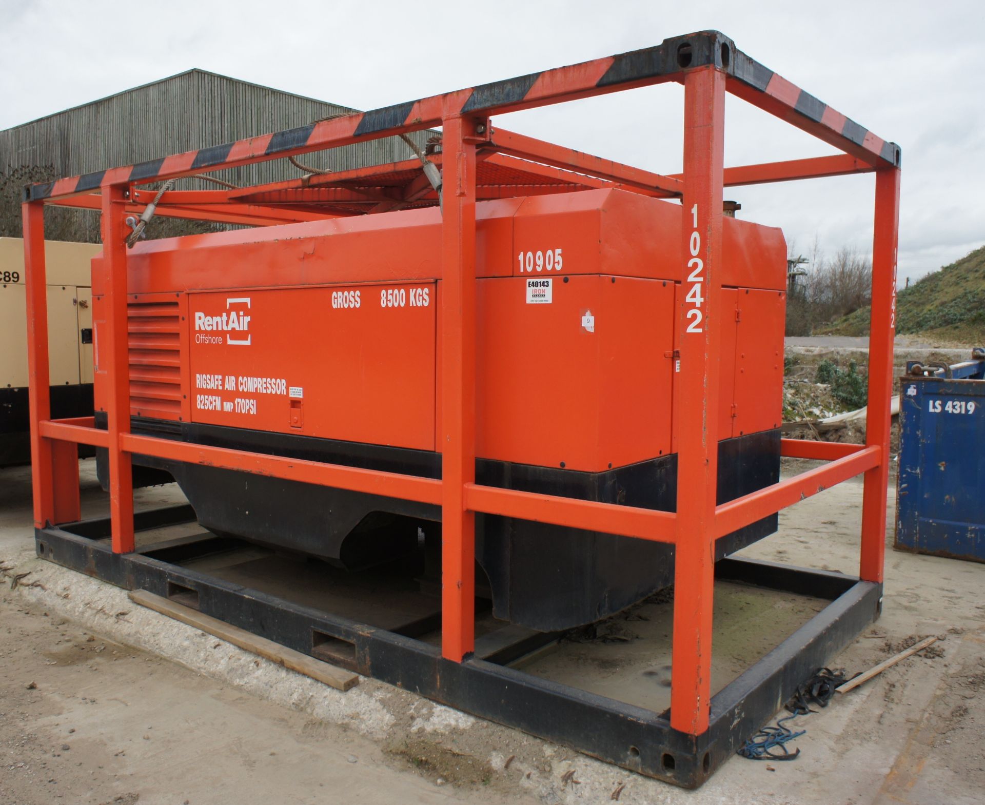 * Caged Rigsafe 825CFM diesel engine Air Compressor, Gross 8500kg. Please note this lot is located - Image 2 of 7