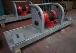 * Gearmatic 22SCR Marine Specification hydraulic winch, mounted on Galvanised Frame, unused.