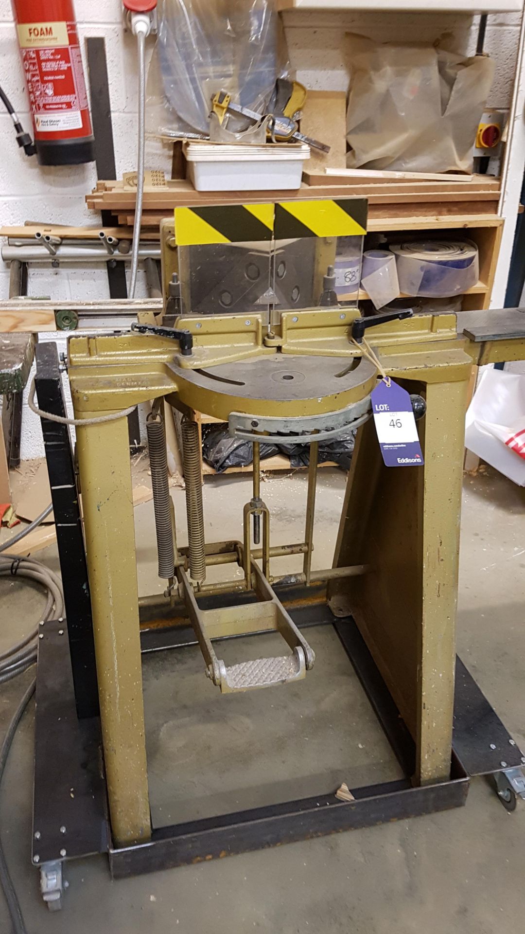 * Treadle Operated Mitre Cutter A Treadle Opereated Manual Mitre Cutter - Make Unknown. Please