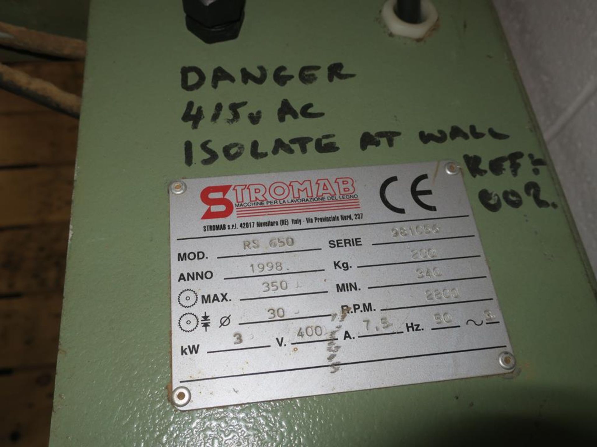 * Stromab RS 650/350 Radial Arm Saw with DC Braking, 100mm Depth of Cut, Stroke 640mm, YOM: 1998, - Image 4 of 4