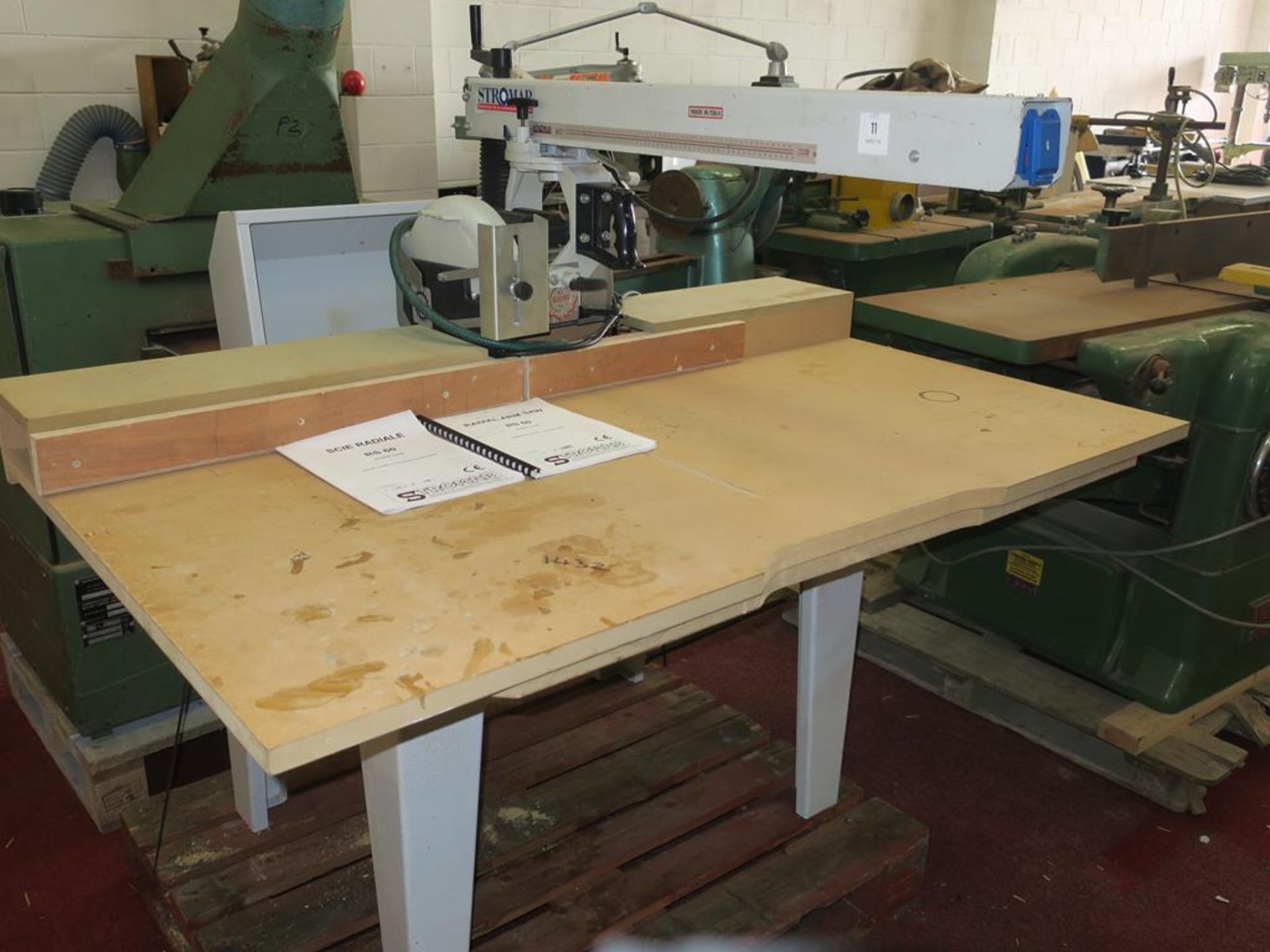 * A Stromab RS60 240V Radial Arm Saw S/N 231459 3PH YOM 2004. Please note there is a £10 Plus VAT