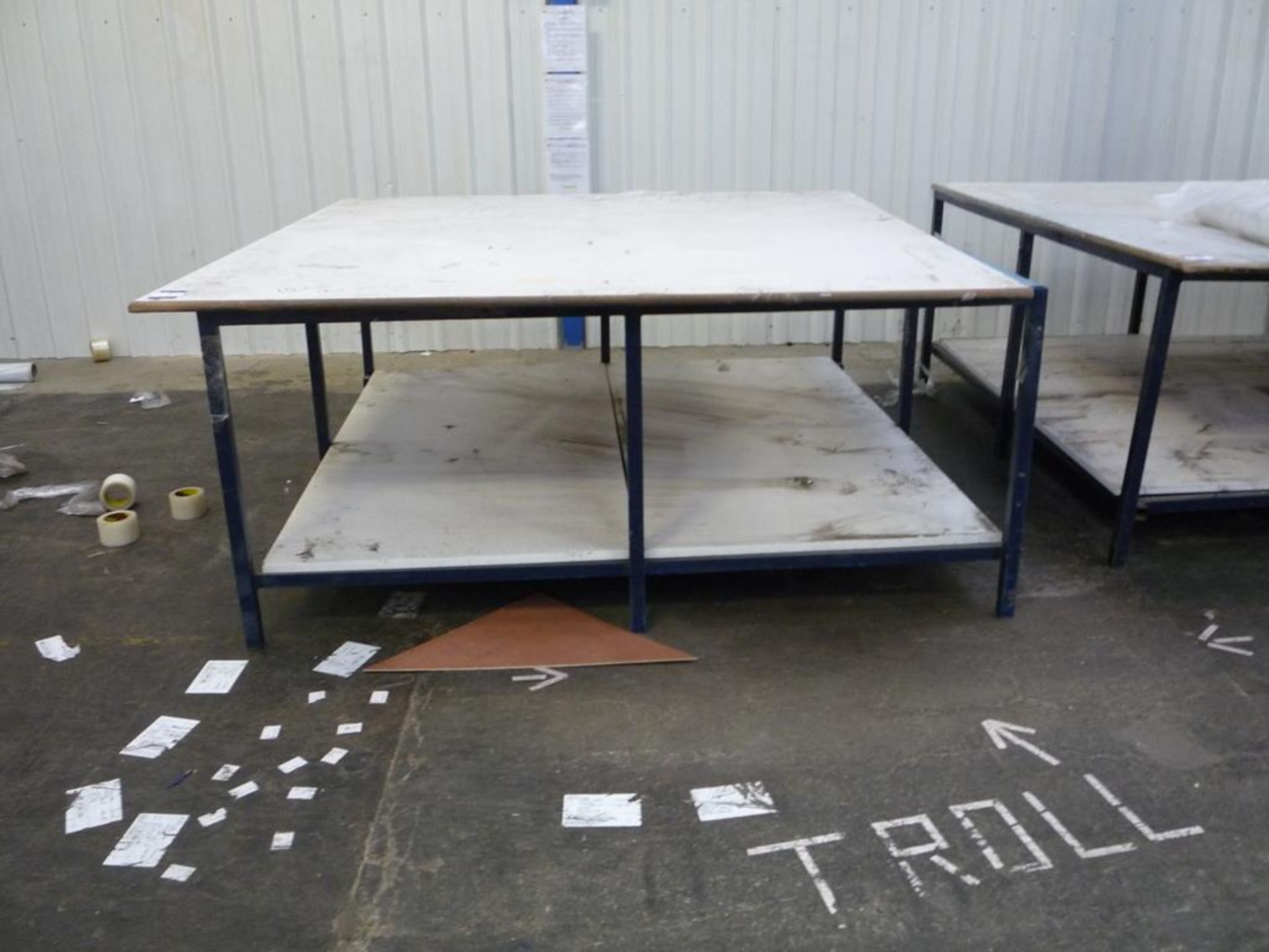 * 5 Wood Topped Fabricated Work Benches with undershelf 2100mm x 2050mm x 900mm high. Please note - Image 2 of 3