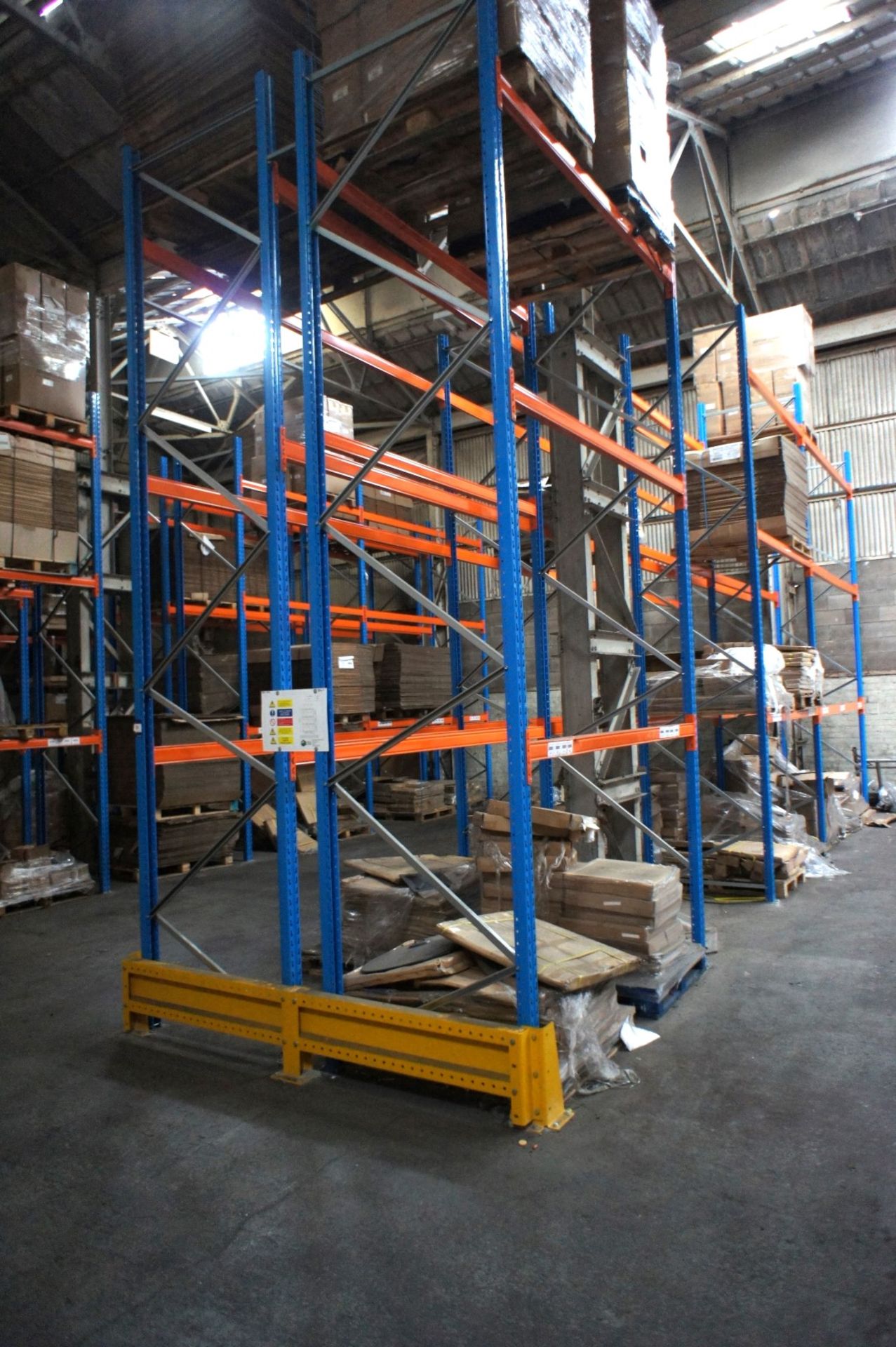 * 6 Bays H Slow 12 Pallet Racking comprising 9 x 5000mm uprights, 24 x 3300mm cross beams and 12 x
