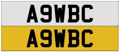 Registration Number A9WBC. A Transfer Fee of £80 is payable on top of a winning auction bid by the