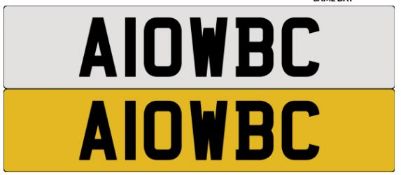 Registration Number A10 WBC. A Transfer Fee of £80 is payable on top of a winning auction bid by the