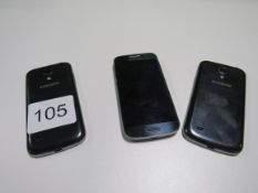 3 Samsung Galaxy S4 Mini mobile phones, various conditions