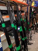 Approximately 10 clothing racks, dismantled, chrome and / or black, various heights