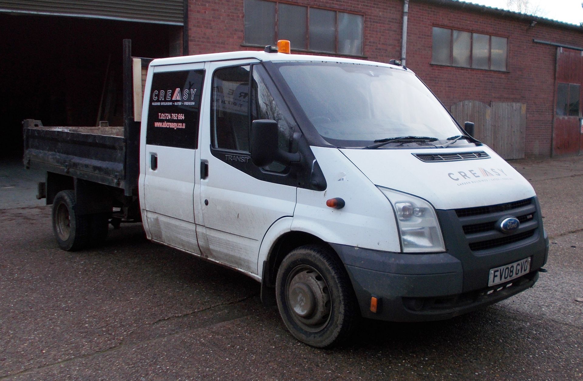 Ford Transit 350 Double Cab Tipper, Registration FV08 GVO, odometer reading at time of catalogue