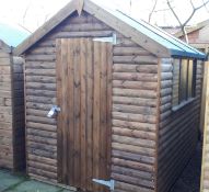 8ft x 6ft Heavy duty barrel board shed. RRP £870. *Purchaser responsible for dismantling and