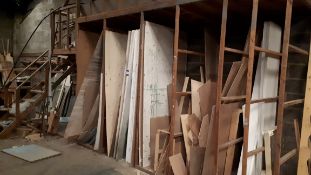 Contents to rack, including assortment of insulation boards