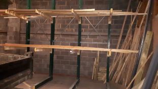 Steel fabricated heavy duty rack, and contents, comprising various wood offcuts