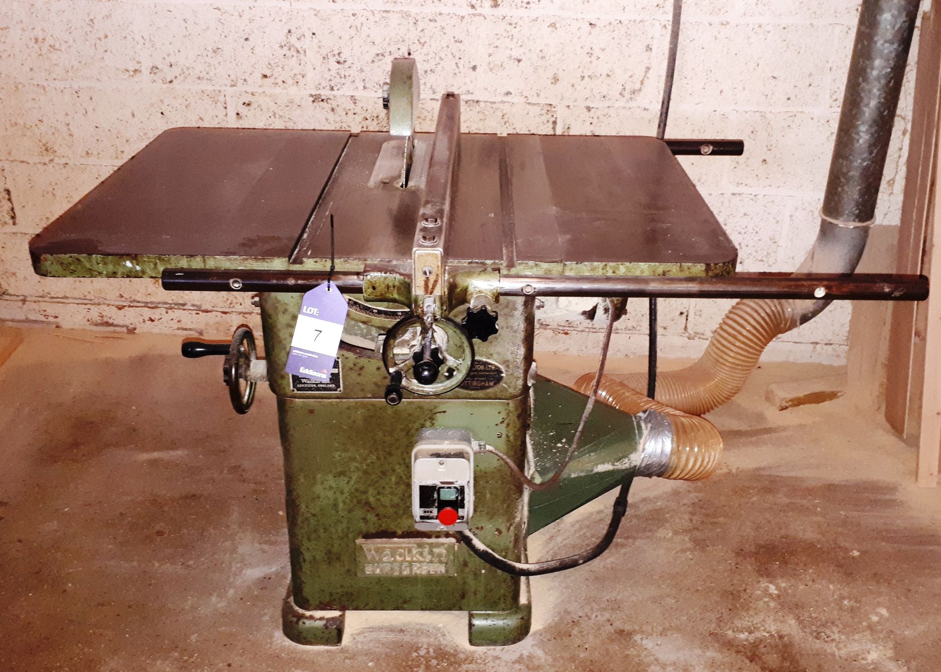 Wadkin Bursgreen 10” AGS panel table saw, Machine number 655477. *To be disconnected by qualified