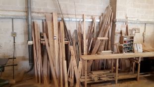 Large quantity of assorted wooden off-cuts to wall