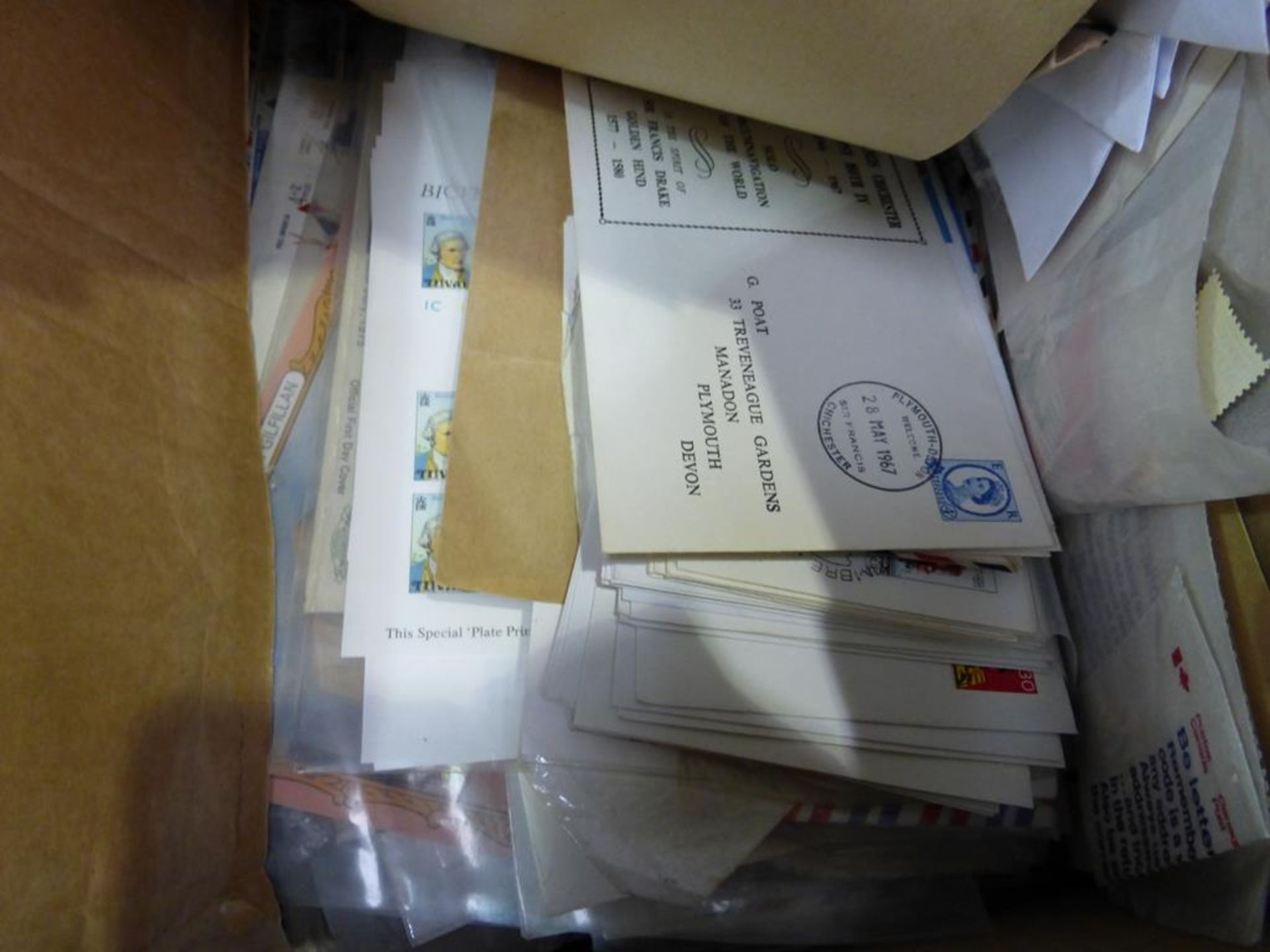 Three boxes of Stamp Collections, Stamps in envelopes, empty Presentation Packs (est £50-£100) - Image 3 of 7