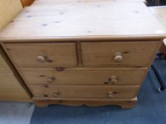 A Stripped Pine Chest in the Victorian Style with two short and two long Drawers 93cm (est £30-£50)