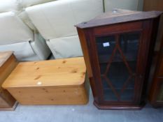 A Small Georgian Design Mahogany Hanging Corner Display Cabinet 44cm wide 77cm high together with