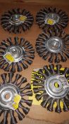 6 Twisted knotted wire buffs 115 mm diam, suitt grinder or drill. Unused