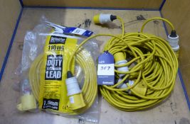 6 Draper Construction Power lead 14 metres long. 110 volt plug and socket.3 core 1.5 mm square cable