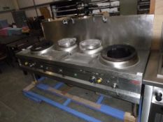 * NGKB 22-90 CE Used Nayati Professional Gas Wok Range (2 x Wok & 2 x Soup Rings) (2200 x 900 x