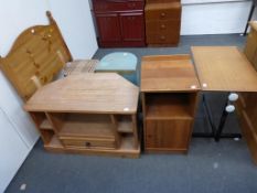 Miscellaneous Furniture to comprise TV Stand, Bed Table, Bedside Cabinet, Linen Basket