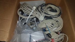 Qty of various assorted computer cables, vga, computer extension cables, data etc. to carton used