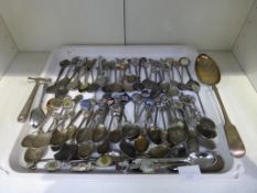 A large collection of predominantly Silver Plated Souvenir Spoons (est £20-£30)