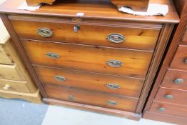 A Dark Pine Effect Straight Front Chest of Four Long Drawers 90cms (est £30-£40)