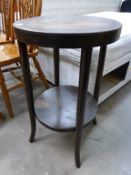 A Thonet Bentwood Circular Two Tier Dark Wood Finish Occasional Table (labelled) 41cm Diameter