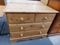 A Stripped Pine Chest in The Victorian Style with two short and Two Long Drawers 93cm (est £30-£50)