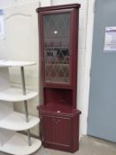 A Reproduction Mahogany Standing Corner Display Cabinet of narrow Proportions with Glazed and