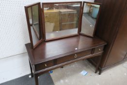 A Stag Mahogany Double Wardrobe 129cm together with the matching triple Mirror Dressing Table (