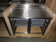* A Nayati Stainless Steel Preparation Table with under tray shelving for trays (comes with 5 x