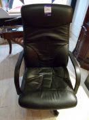 Black leather effect revolving/reclining chair